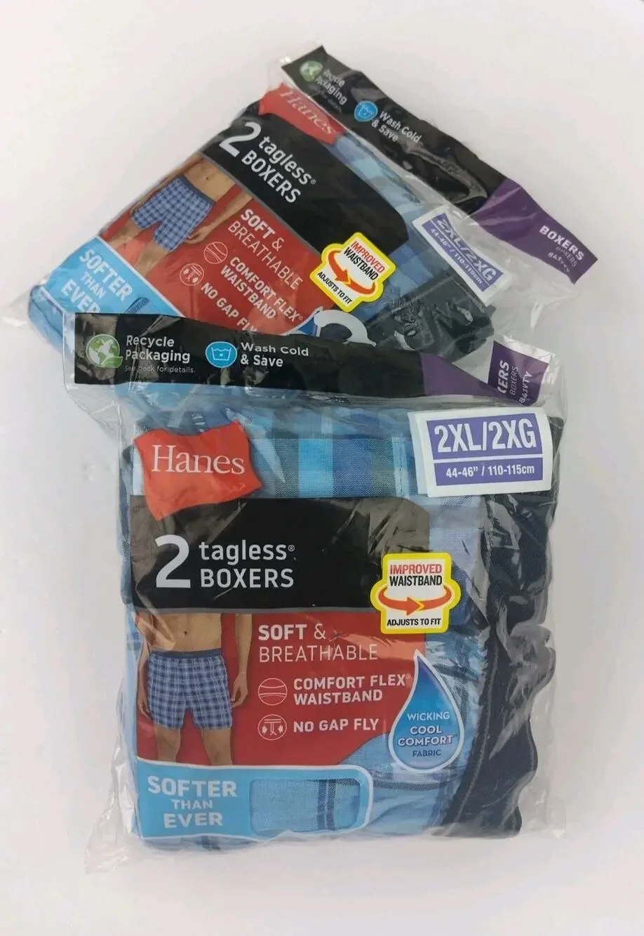 Hanes Mens 4-Pack Tagless Boxers Comfort Flex Waistband Size 2XL (44-46